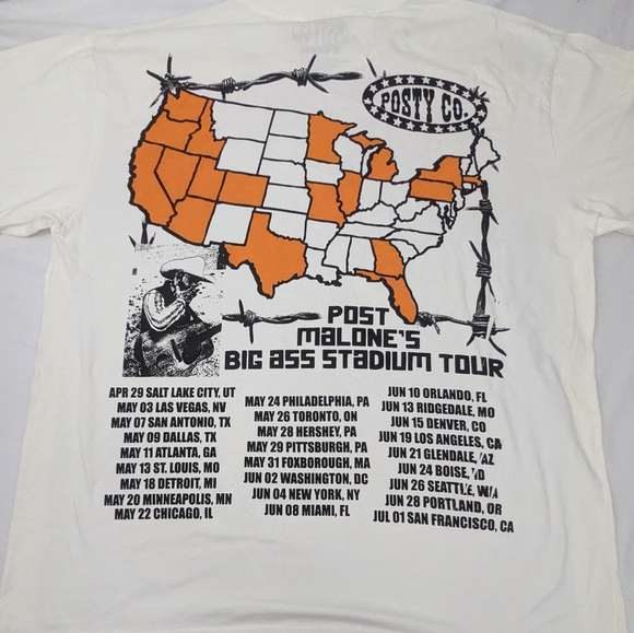 Posts Malone's Men's 2025 Big Ass Stadium Tour Concert Merch Tshirt XL NWOT - Picture 2 of 11